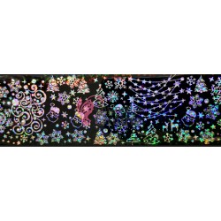 Folii de transfer cu modele de Craciun Negre Holografice F174